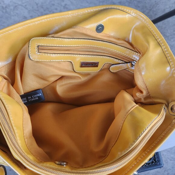 Giani Bernini NEW Gold Logo Tote Bag Faux Leather & Fabric Shoulder Purse NWOT - Picture 11 of 14